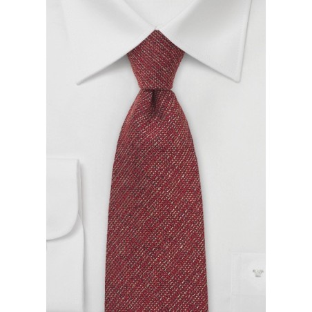 Deep Red Barleycorn Wool Necktie