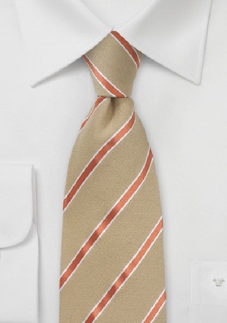 Tan and Orange Striped Summer Tie