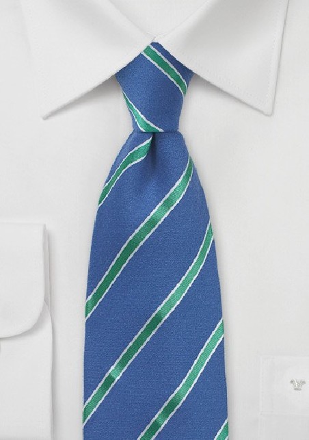 Blue Summer Tie with Mint Green Stripes