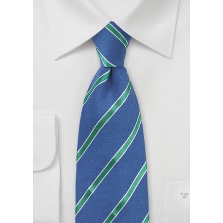 Blue Summer Tie with Mint Green Stripes