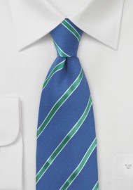 Blue Summer Tie with Mint Green Stripes