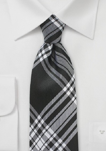 Black and White Plaid Necktie