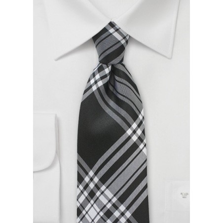 Black and White Plaid Necktie