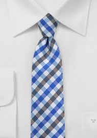Gingham Necktie in Blues and Grays