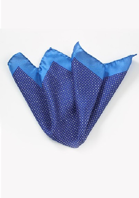 Micro Dot Silk Pocket Square in Navy and Light Blue
