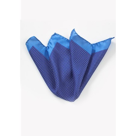 Micro Dot Silk Pocket Square in Navy and Light Blue