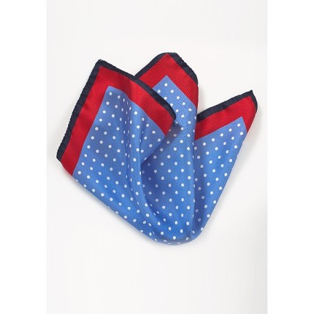 Silk Polka Dot Pocket Square in Blue and Red