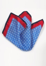 Silk Polka Dot Pocket Square in Blue and Red