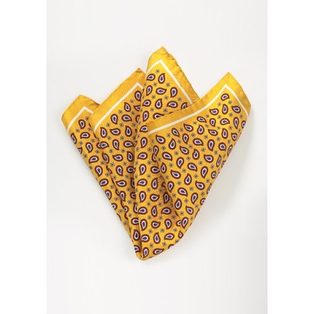 Yellow and Blue Paisley Pocket Square