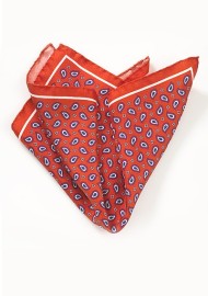Bold Orange Paisley Pocket Square