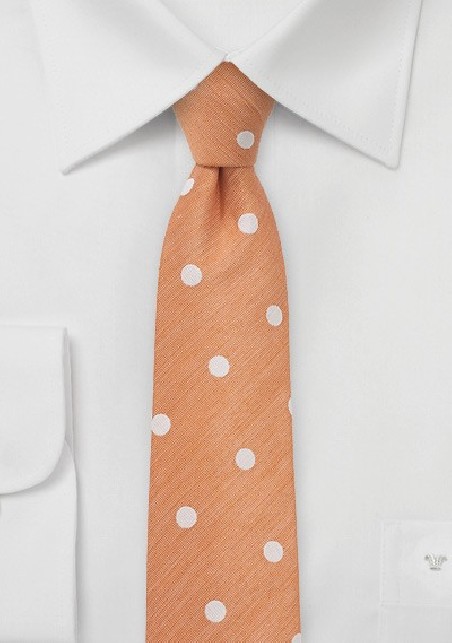 Pastel Orange Tie in Bold Dots