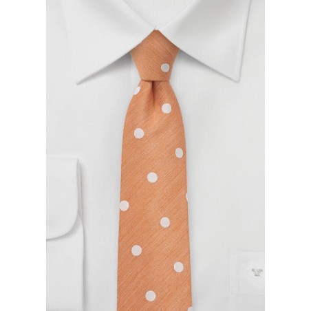 Pastel Orange Tie in Bold Dots