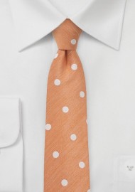 Pastel Orange Tie in Bold Dots