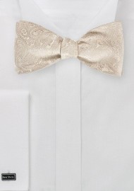 Light Cream Colored Paisley Bow Tie (self tie)