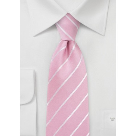 Flamingo Pink Striped Silk Tie