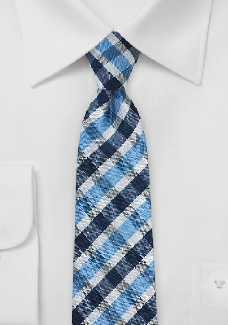 Summer Gingham Tie in Blues