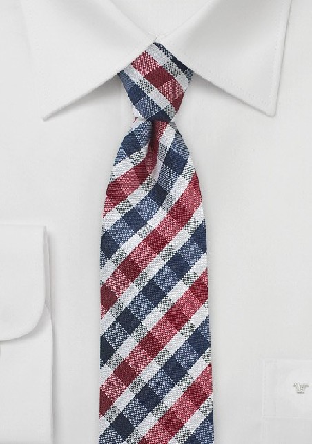 Gingham Tie in Navy and Red