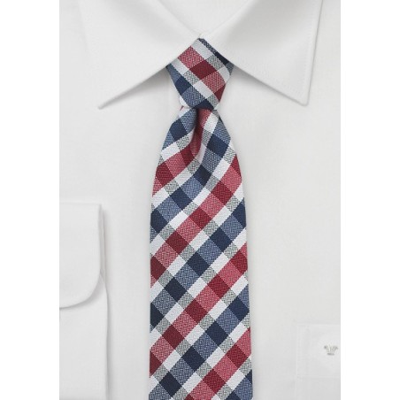 Gingham Tie in Navy and Red