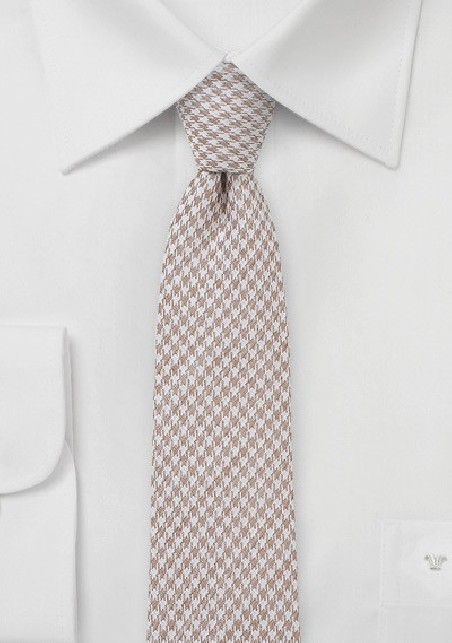 Summer Houndstooth Slim Tie In Tans