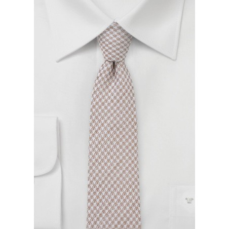 Summer Houndstooth Slim Tie In Tans