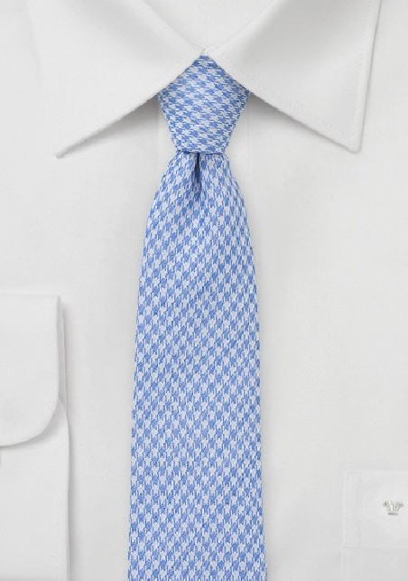 Slim Houndstooth Tie in Pastel Blue