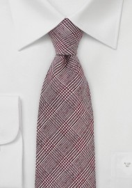 Autumn Glen Check Wool Tie in Burgundy