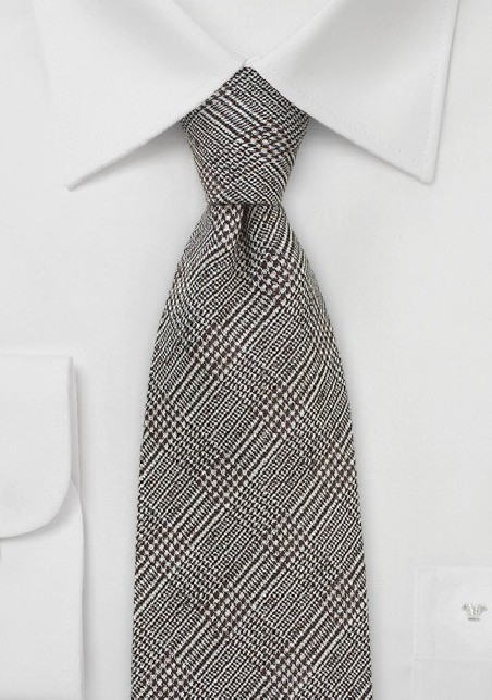 Glen Check Tie in Dark Brown