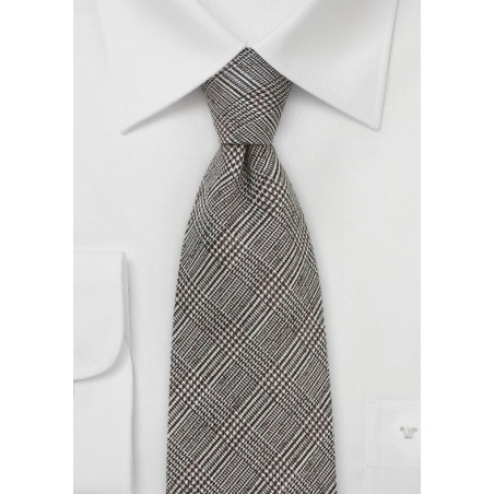 Glen Check Tie in Dark Brown
