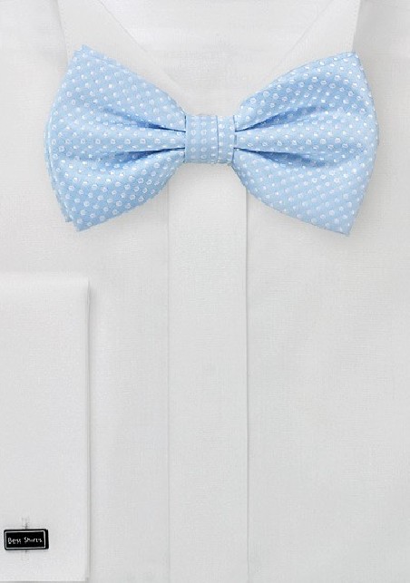 Baby Blue Bow Tie with White Pin Dots