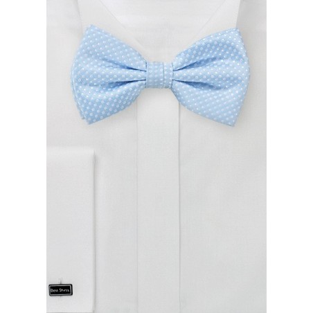 Baby Blue Bow Tie with White Pin Dots