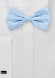 Baby Blue Bow Tie with White Pin Dots