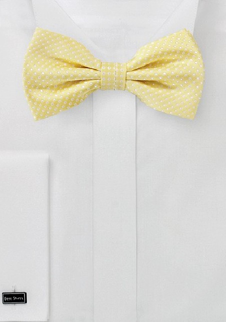 Vanilla Yellow Pin Dot Bow Tie