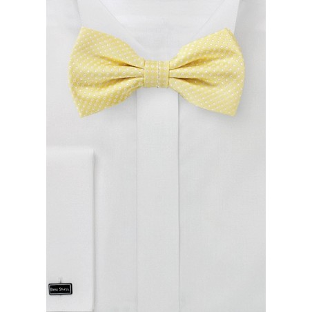 Vanilla Yellow Pin Dot Bow Tie