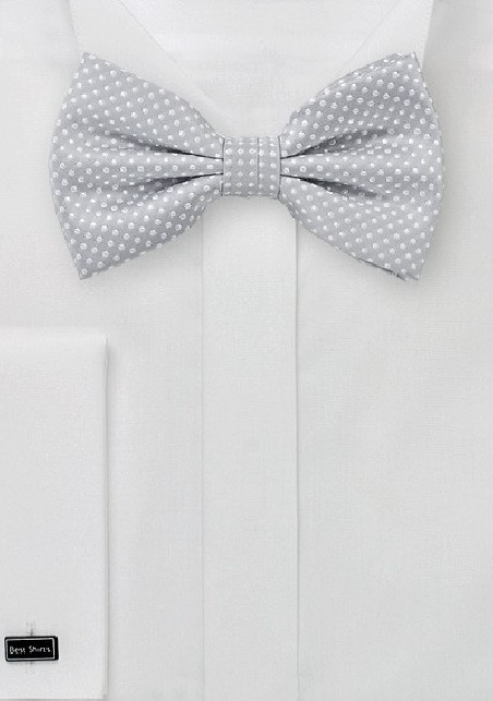 Pin Dot Bow Tie in Silver and White