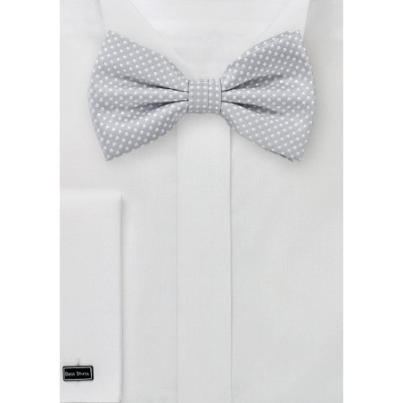 Pin Dot Bow Tie in Silver and White