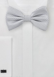 Pin Dot Bow Tie in Silver and White