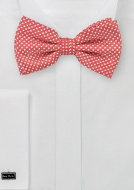 Coral Red Pin Dot Bow Tie