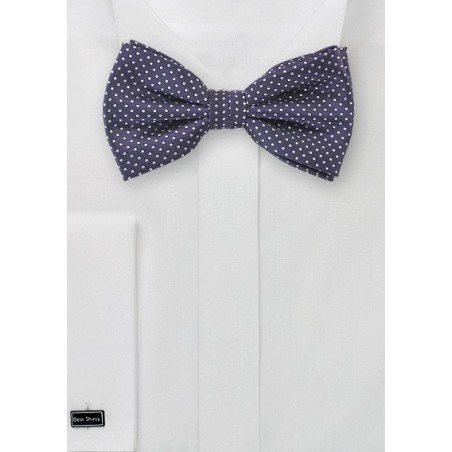 Pin Dot Bow Tie in Dark Eggplant Purple