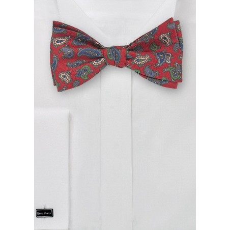 Self Tie Bow Tie with Vintage Paisley Print