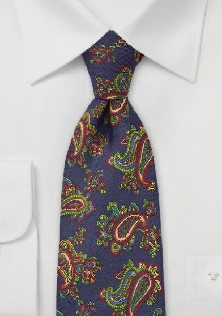 Designer Silk Tie with Vintage Paisley Print