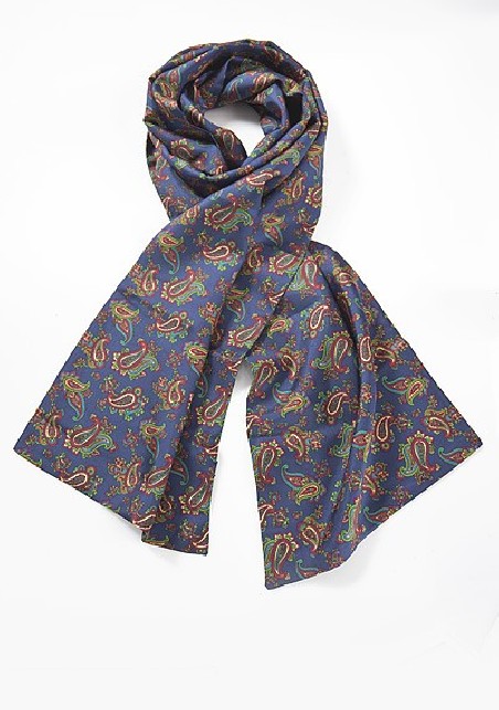 Mens Silk Scarf with Multicolored Paisley Design