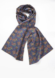 Mens Silk Scarf with Multicolored Paisley Design