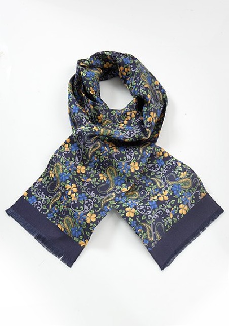 Bold Floral Silk Scarf for Men