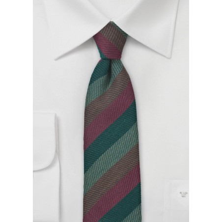 Narrow Wool Tie with Herringbone Design