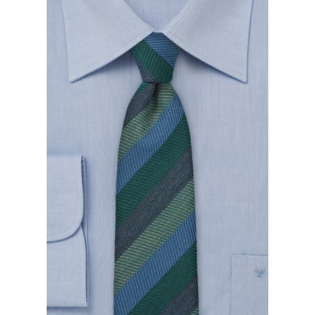 Dark Green and Blue Narrow Wool Tie