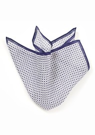 Linen Pocket Square in Blue and White