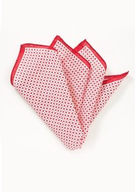 Linen Pocket Square in Red and White