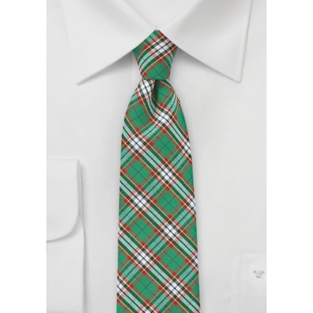 Green and Red Tartan Plaid Cotton Necktie