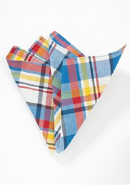 Summer Madras Pocket Square in Cotton