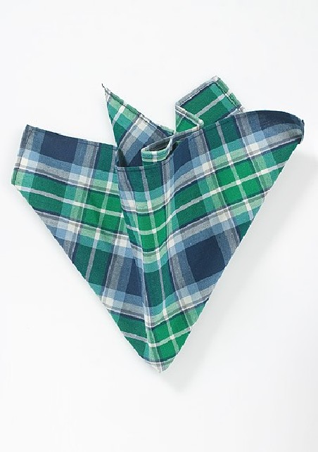 Green and Blue Pocket Square in Cotton